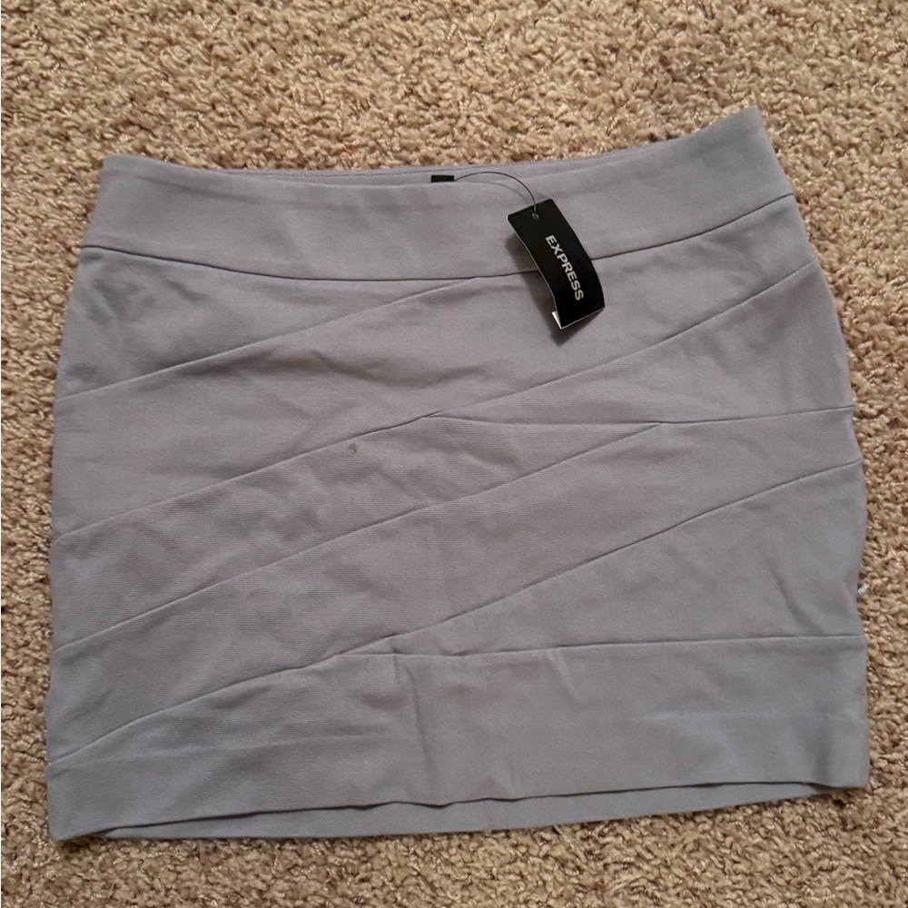 Express Gray Asymmetrical Mini Pencil Skirt